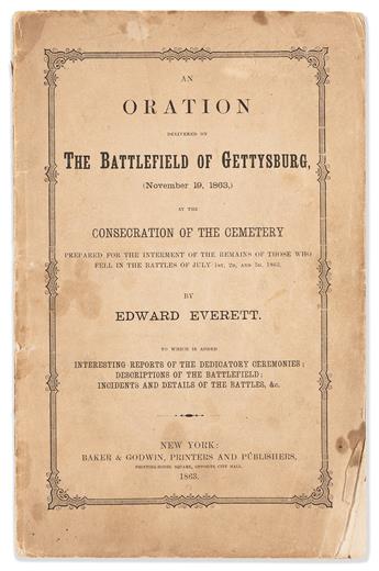 [ABRAHAM LINCOLN.] Edward Everett. An Oration Delivered on the Battlefield of Gettysburg.